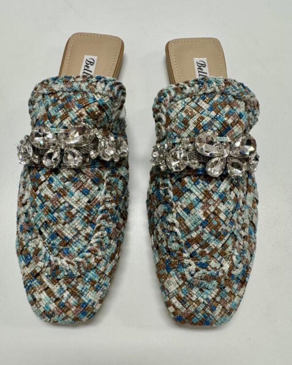 Mule de Tweed con Apliques de Cristal
