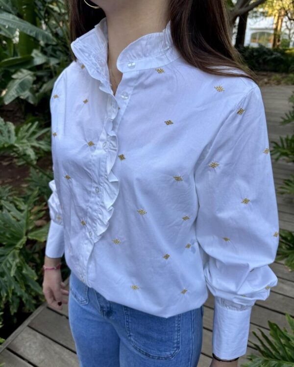 Camisa cuello Mao bordada - Imagen 2