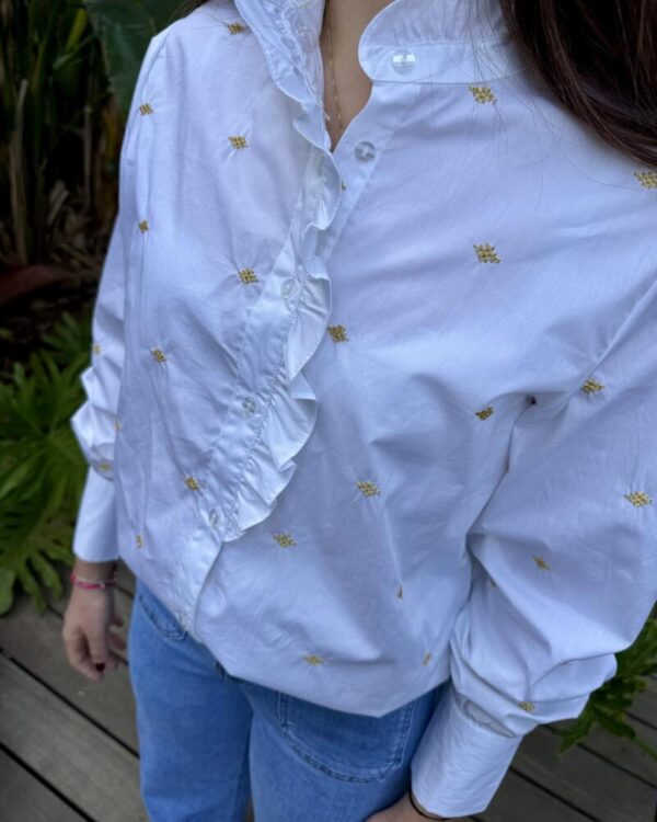 Camisa cuello Mao bordada - Imagen 4