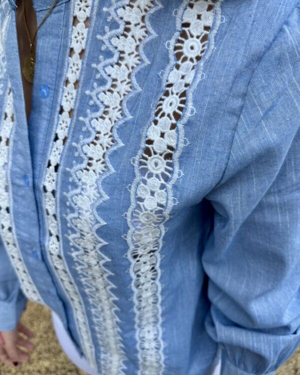 Camisa efecto lino romantica - Imagen 3