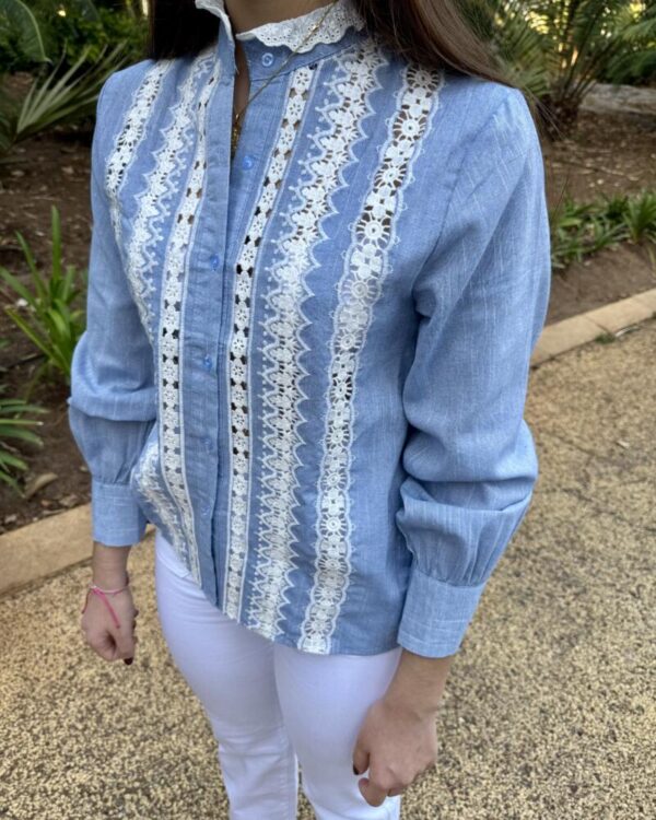 Camisa efecto lino romantica - Imagen 2