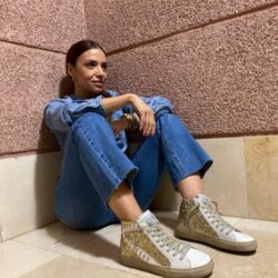 Tenis bota blanco con glitter