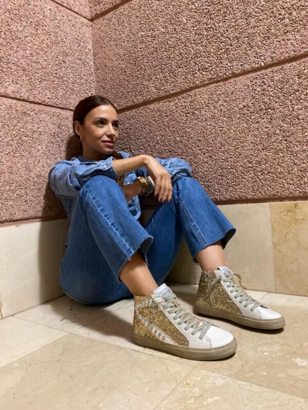 Tenis bota blanco con glitter