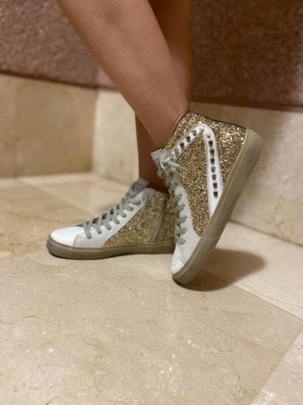 Tenis bota blanco con glitter - Imagen 3