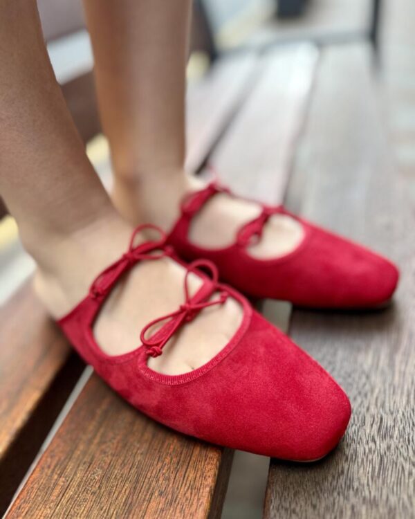 Mules rojos en antelina - Imagen 2