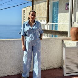 Conjunto palmeras azul celeste