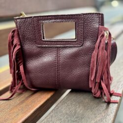 Bolso piel mini flecos vino