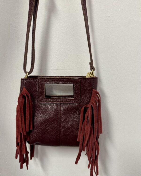 Bolso piel mini flecos vino - Imagen 2