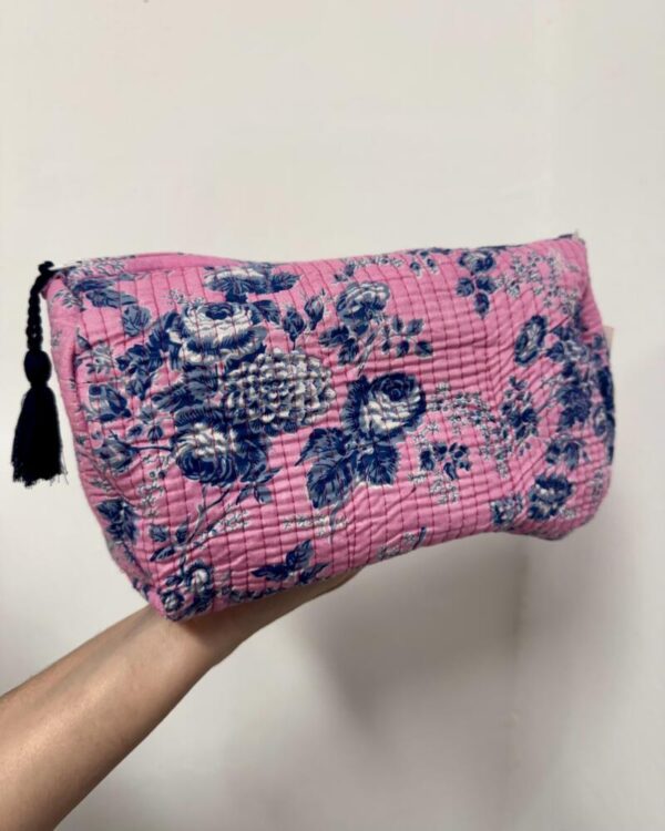 Neceser guateado estampado rosa con marino - Imagen 2