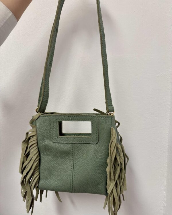 Bolso piel mini flecos verde - Imagen 2