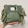 Bolso piel mini flecos verde - Imagen 3