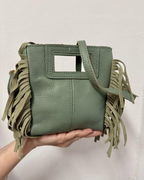 Bolso piel mini flecos verde - Imagen 3