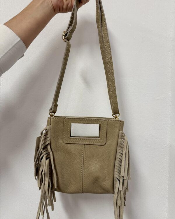 Bolso piel mini flecos taupe - Imagen 2
