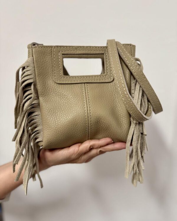 Bolso piel mini flecos taupe - Imagen 3