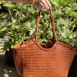Bolso piel trenzada camel