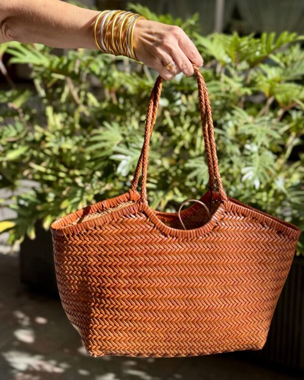 Bolso piel trenzada camel