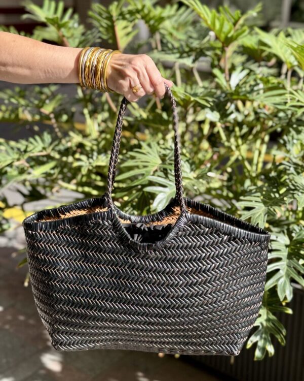Bolso piel trenzada en negro
