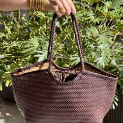 Bolso piel trenzada chocolate