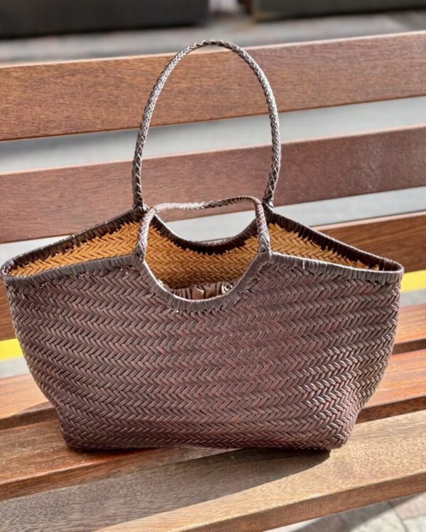 Bolso piel trenzada chocolate - Imagen 2