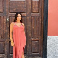 Vestido estilo Griego color salmón