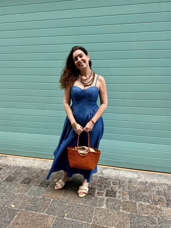 Vestido Brisa Denim en Mezcla de Lino y Viscosa