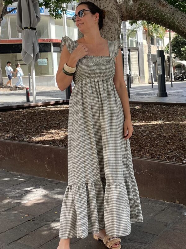 Vestido Aurora en vichy verde
